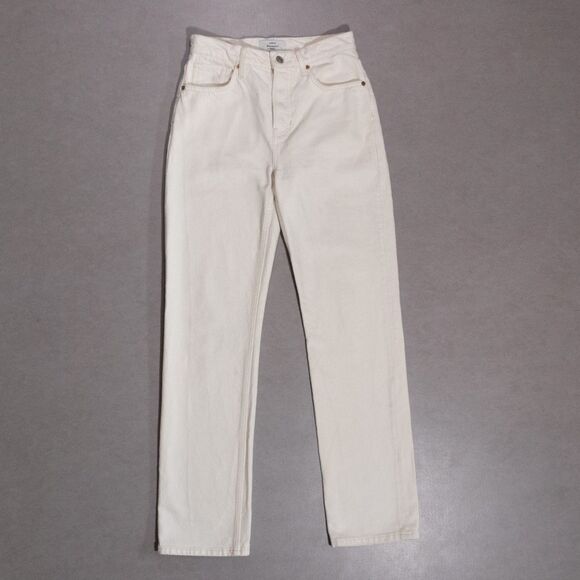 Reformation Rowe Camille Mid Rise Relaxed Straight Jeans Beige Fior di Latte 25 - Picture 1 of 10
